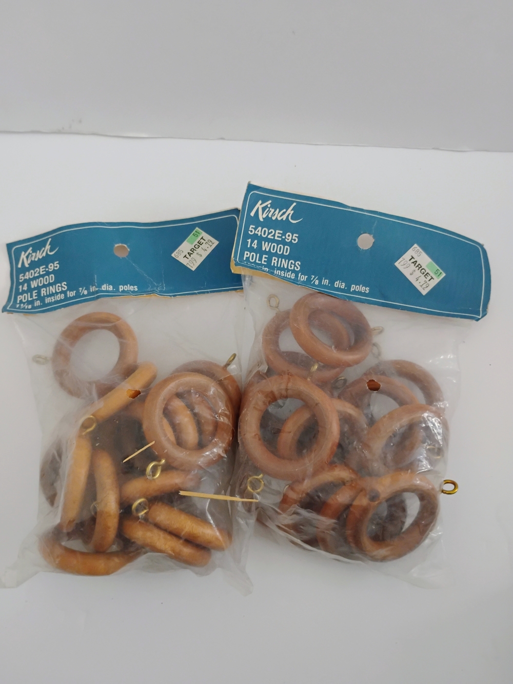 Brown Wood Curtain Pole Rings - Pack of 14